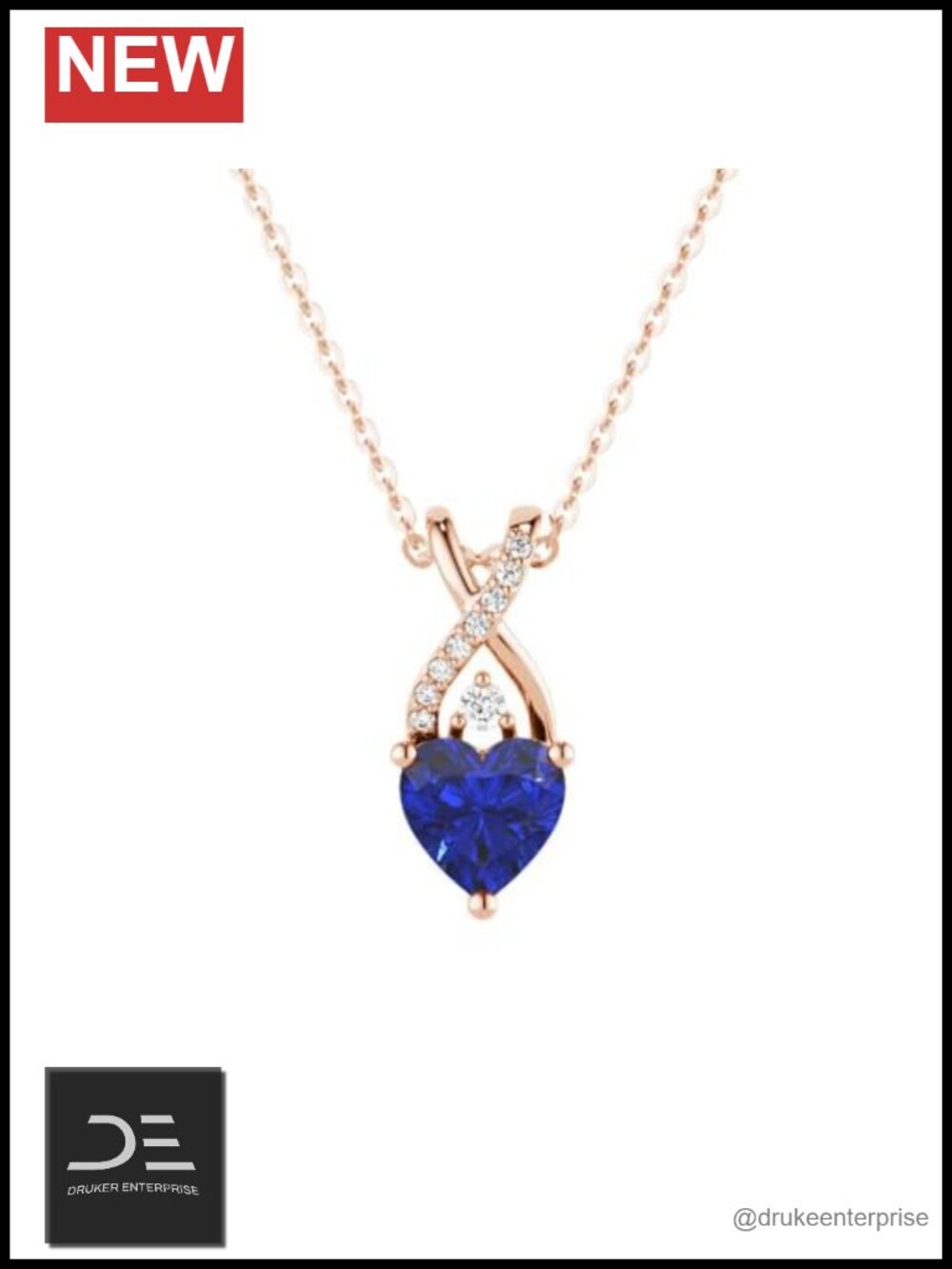 Sterling Silver Sapphire Pendant Necklace 20in
